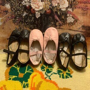 3 Pair Bundle Toddler Girl Leather Ballet Shoes 8.5-11.5